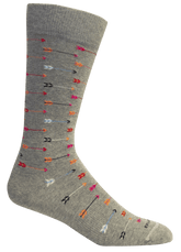 Grey socks with multicolored arrow crew socks